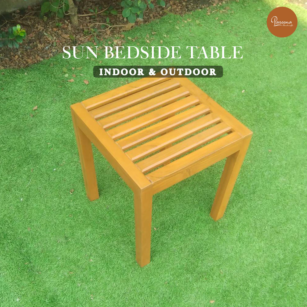 โต๊ะข้างไม้สัก PAREENA DECOR รุ่น BST-004,ขนาด 40X40X45 ซม. สีไม้ธรรมชาติ_2